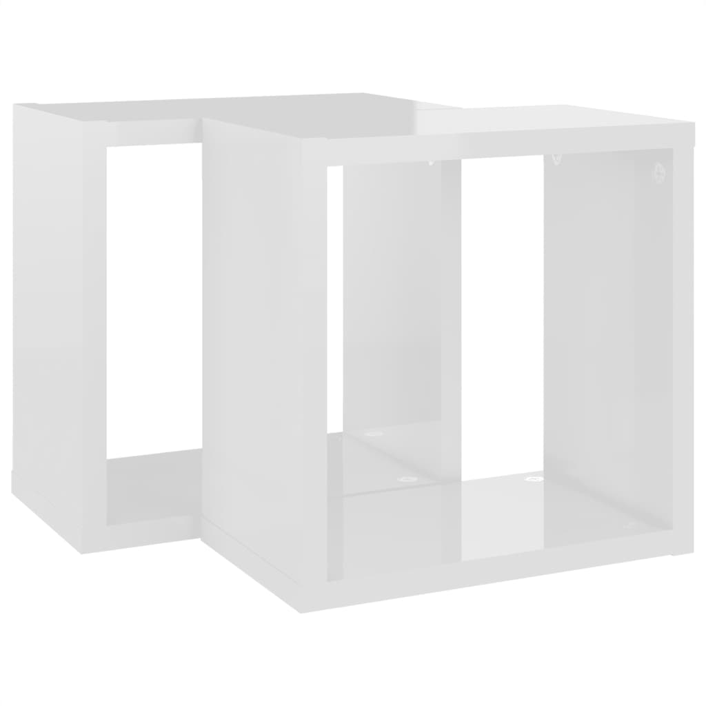 vidaXL Prateleiras parede forma de cubo 2pcs 26x15x26 cm branco brilh.