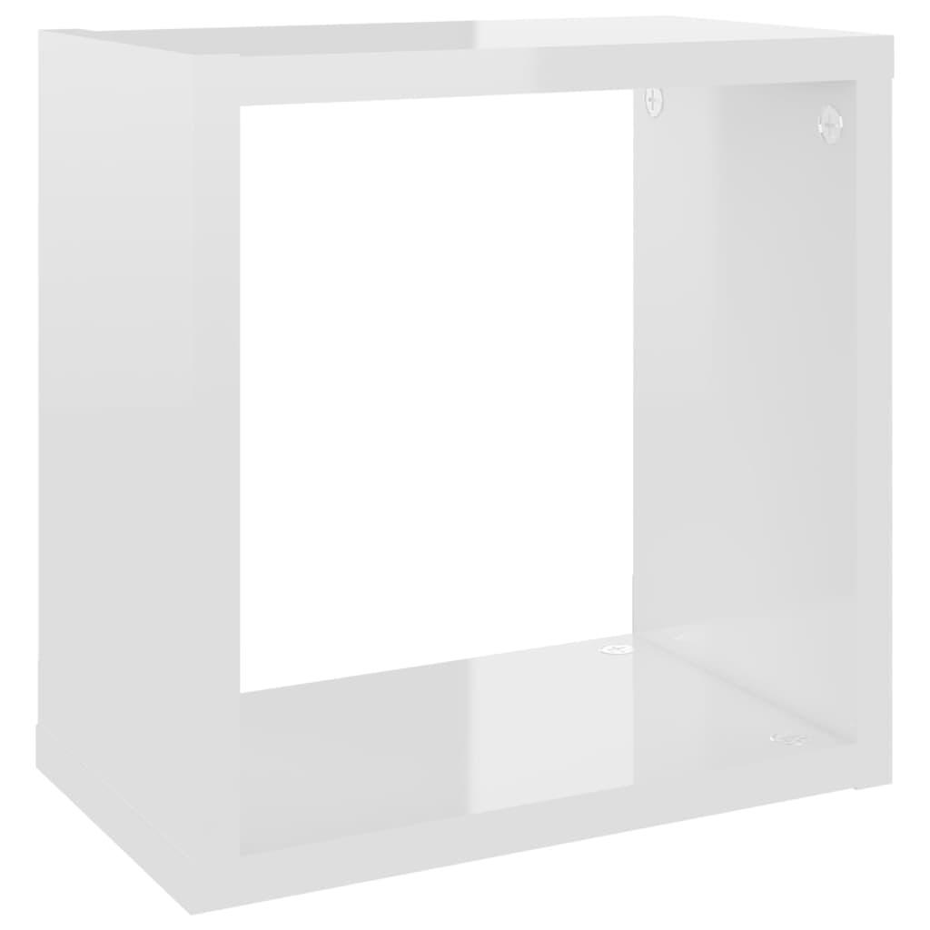 vidaXL Prateleiras parede forma de cubo 2pcs 26x15x26 cm branco brilh.