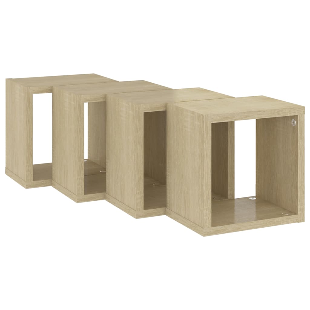 vidaXL Prateleiras de parede em forma de cubo 4 pcs 22x15x22 cm sonoma