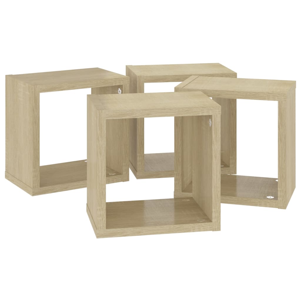 vidaXL Prateleiras de parede em forma de cubo 4 pcs 22x15x22 cm sonoma