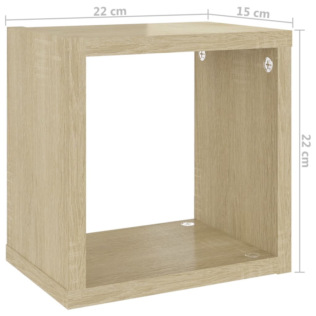 vidaXL Prateleiras de parede em forma de cubo 4 pcs 22x15x22 cm sonoma