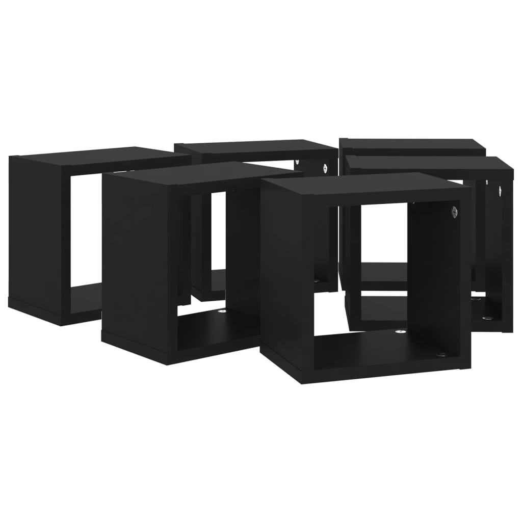 vidaXL Prateleiras de parede em forma de cubo 6 pcs 22x15x22 cm preto