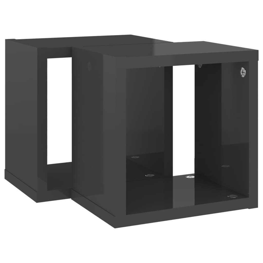 vidaXL Prateleiras parede forma de cubo 2 pcs 22x15x22 cm cinza brilh.