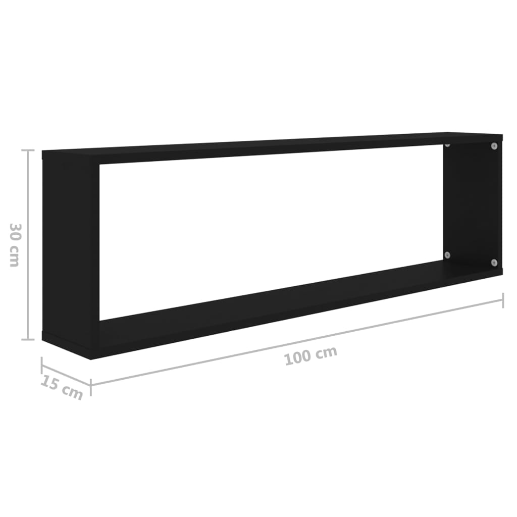 vidaXL Prateleiras parede forma de cubo 4pcs contr. 100x15x30 cm preto