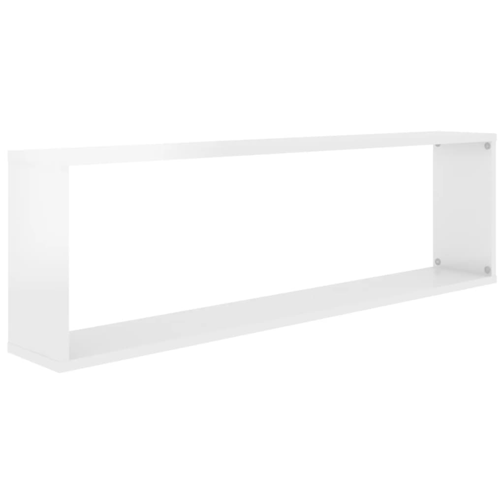 vidaXL Estantes parede cúbicas 2pcs contrap. 100x15x30cm branco brilh.