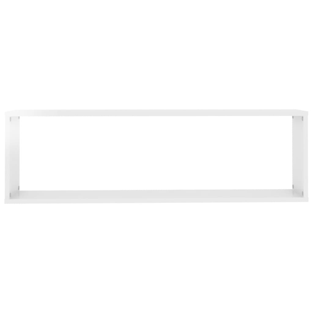 vidaXL Estantes parede cúbicas 2pcs contrap. 100x15x30cm branco brilh.