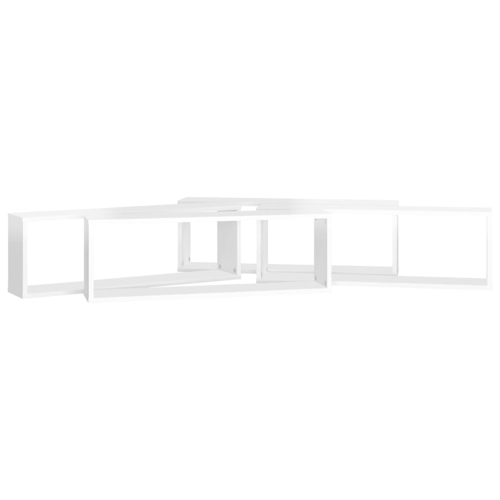 vidaXL Estantes parede cúbicas 4 pcs contr. 80x15x26,5cm branco brilh.