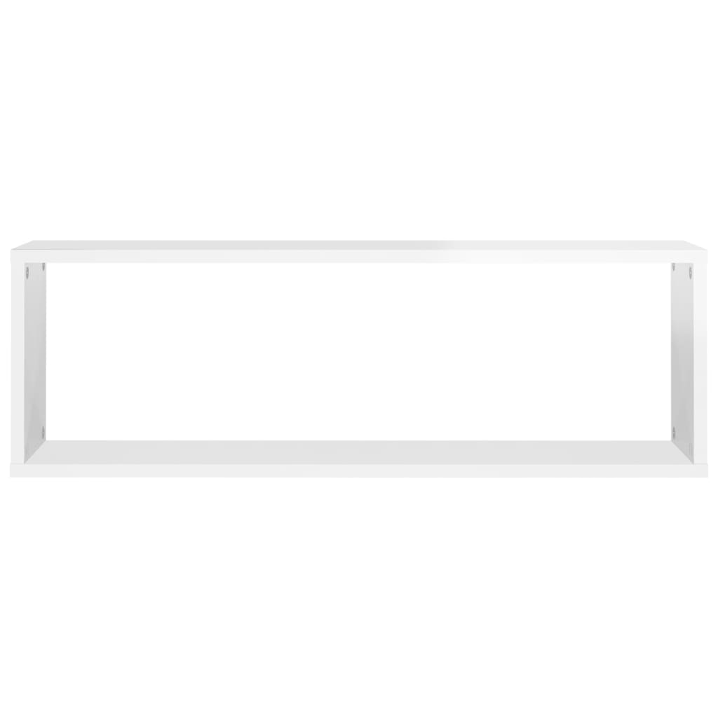 vidaXL Estantes parede cúbicas 4 pcs contr. 80x15x26,5cm branco brilh.