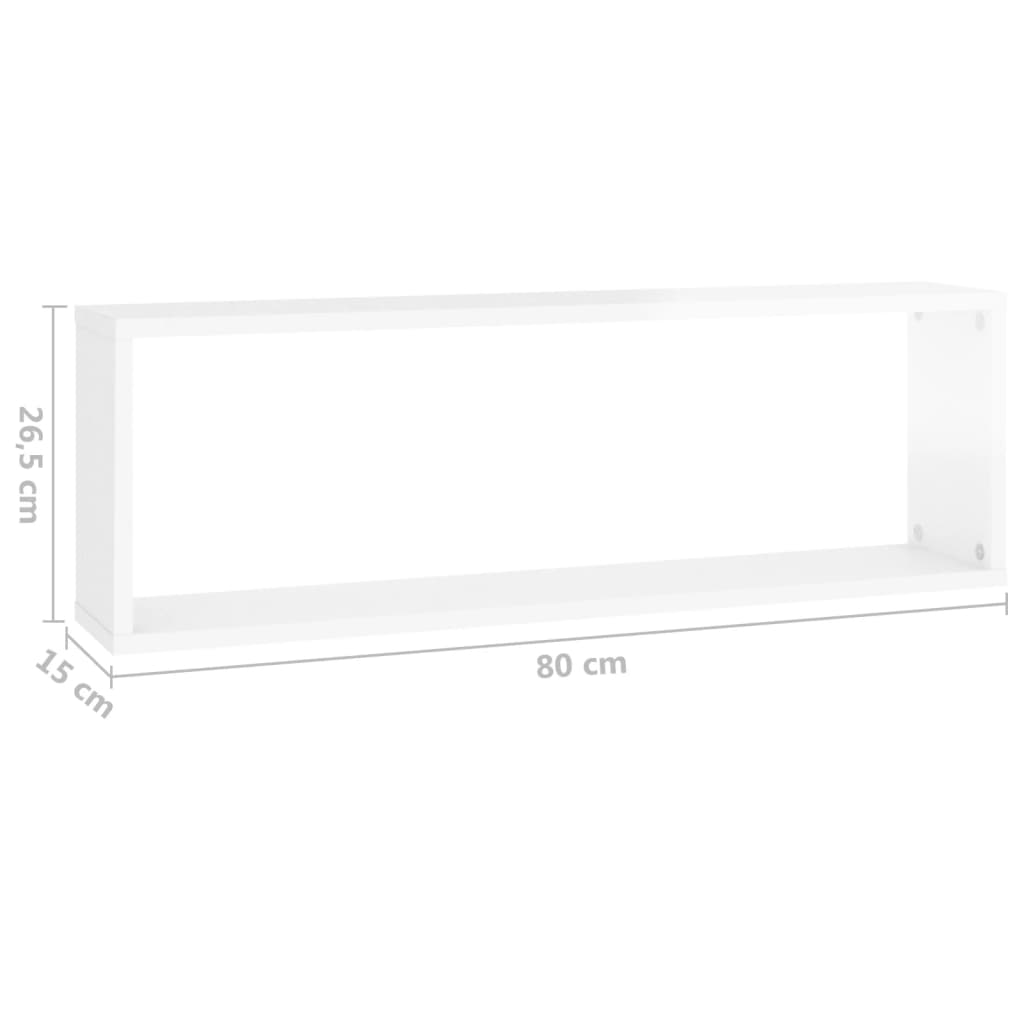 vidaXL Estantes parede cúbicas 4 pcs contr. 80x15x26,5cm branco brilh.