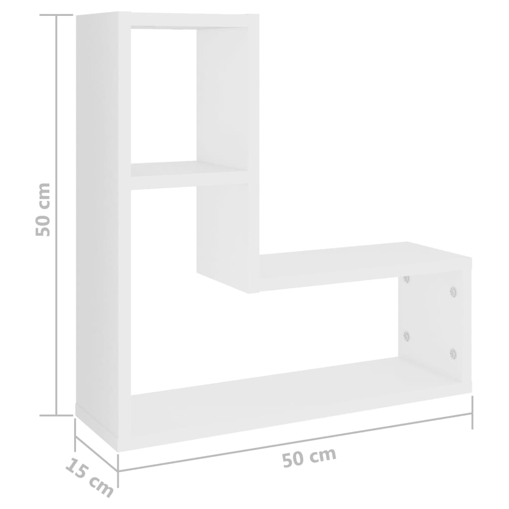 vidaXL Estantes de parede 2 pcs 50x15x50 cm contraplacado branco