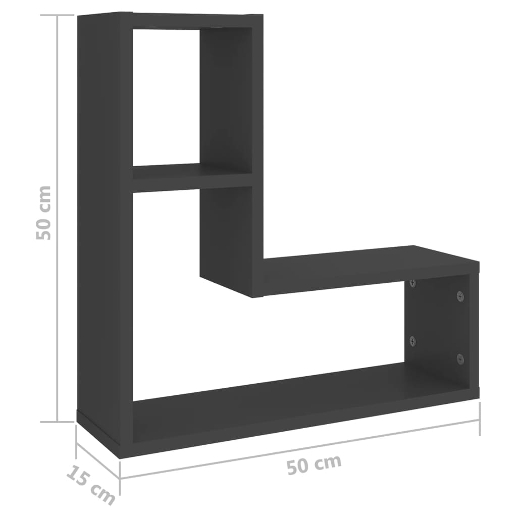 vidaXL Estantes de parede 2 pcs 50x15x50 cm contraplacado cinzento