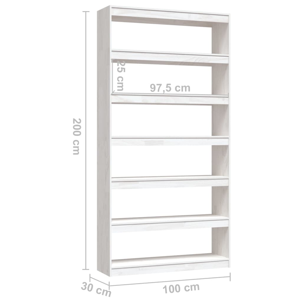 vidaXL Estante/divisória 100x30x200 cm madeira de pinho maciça branco