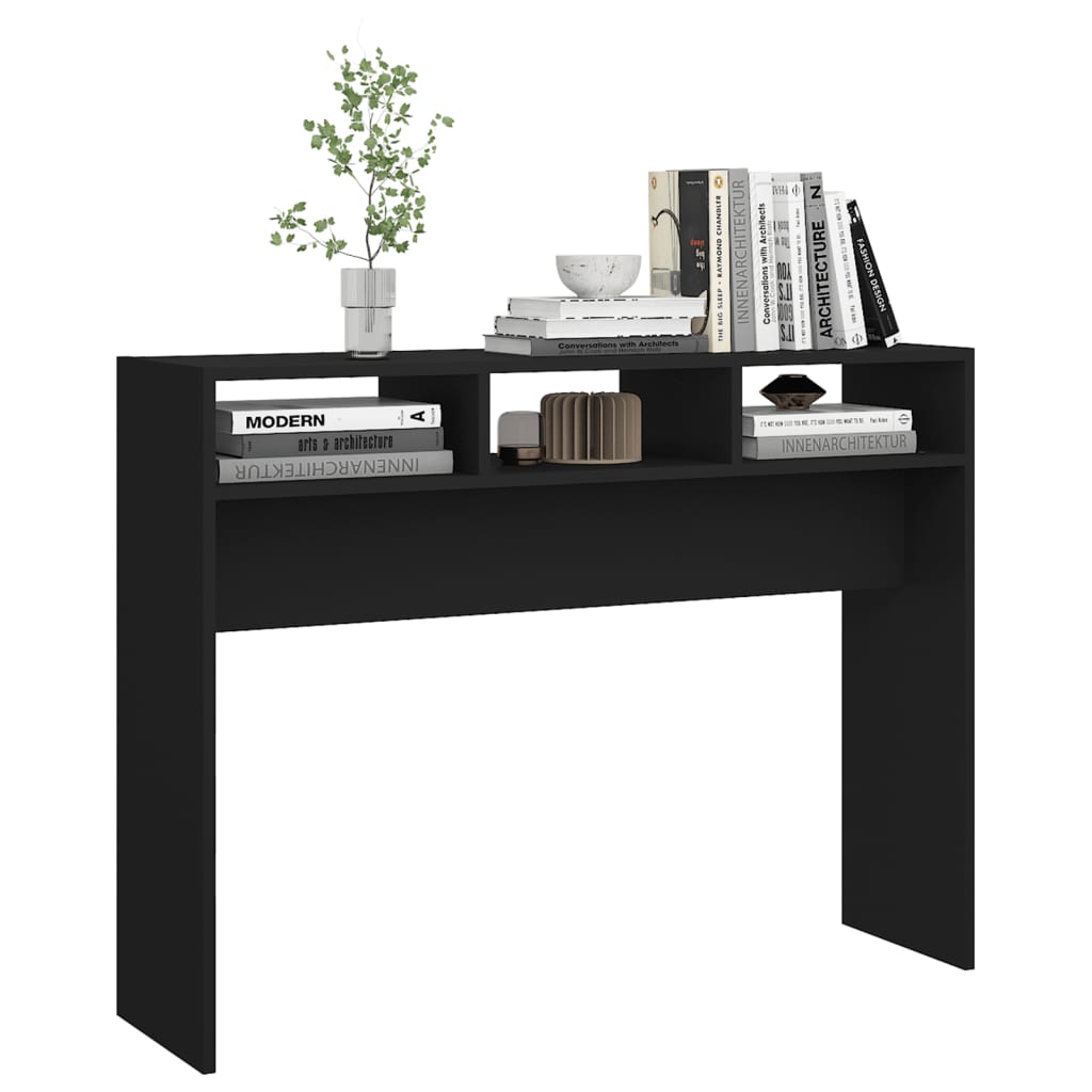 vidaXL Mesa consola 105x30x80 cm contraplacado preto