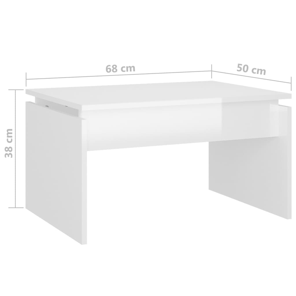 vidaXL Mesa de centro 68x50x38 cm contraplacado branco brilhante