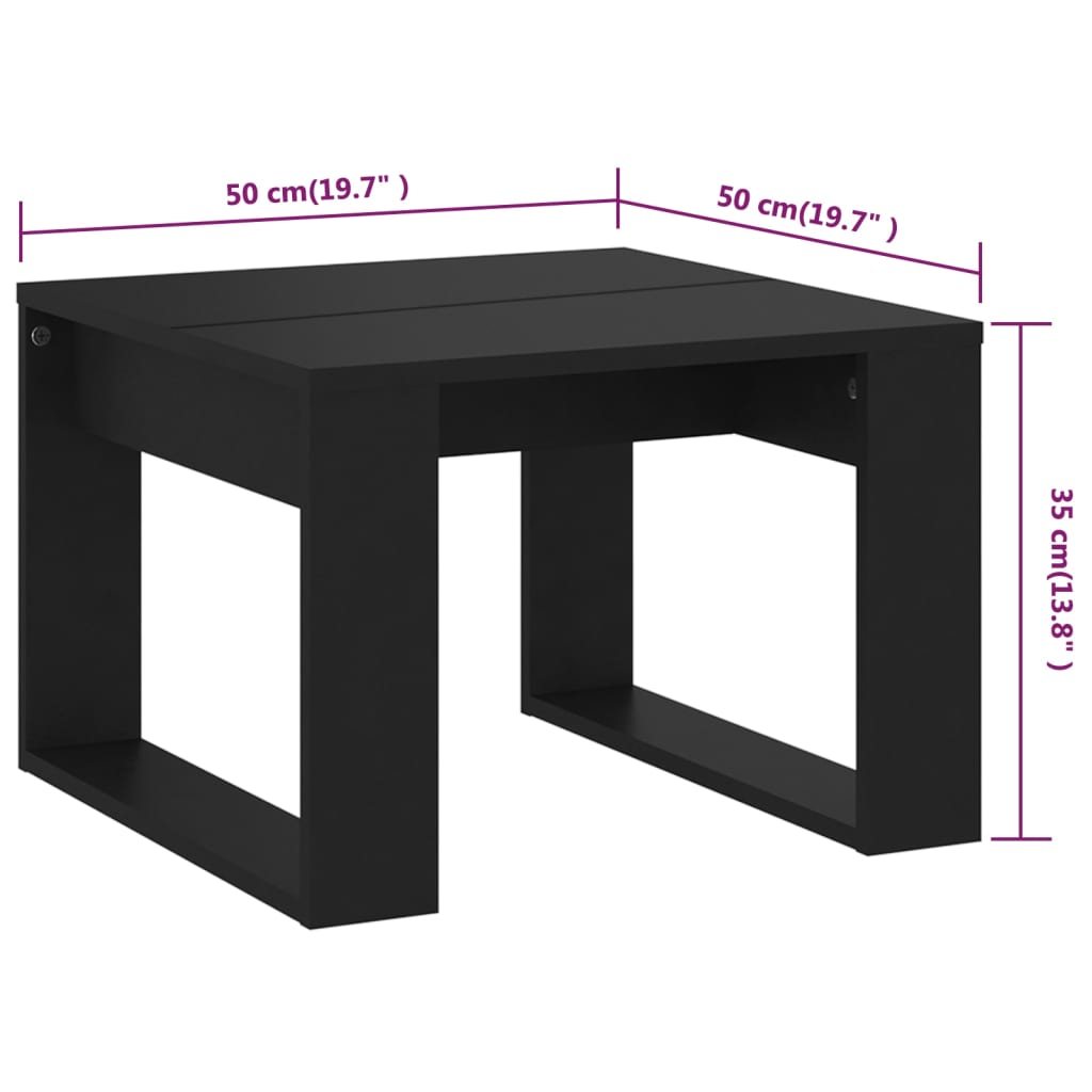 vidaXL Mesa de apoio 50x50x35 cm contraplacado preto