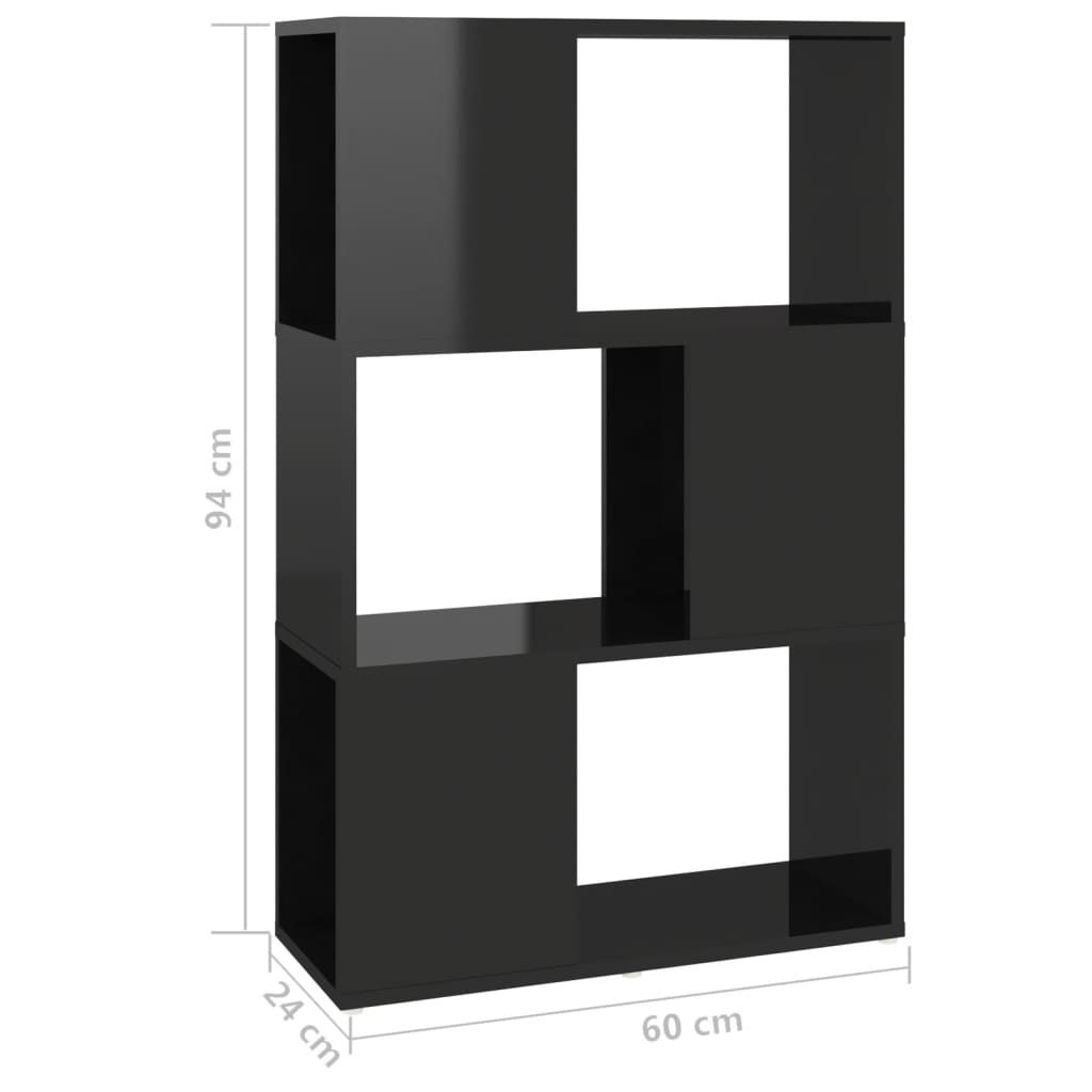 vidaXL Estante/divisória derivados de madeira preto brilhante