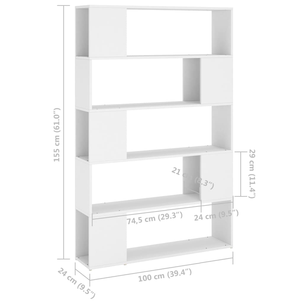 vidaXL Estante/divisória derivados de madeira branco