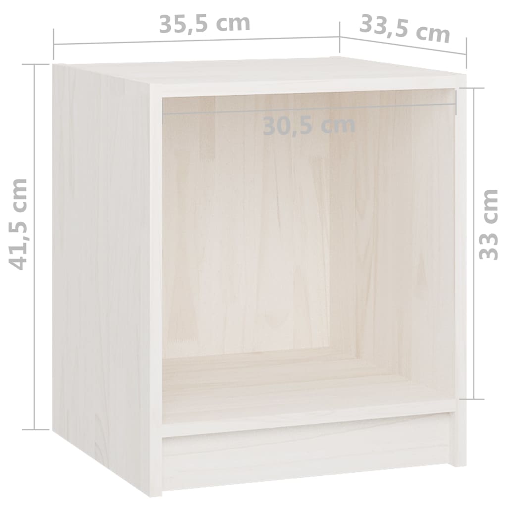 vidaXL Mesas de cabeceira 2 pcs 35,5x33,5x41,5 cm pinho maciço branco