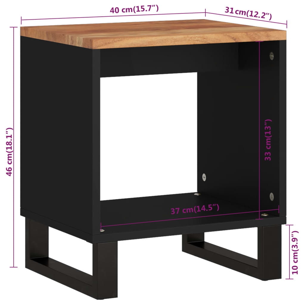 vidaXL Mesa de centro 40x31x46 cm acácia maciça/derivados de madeira