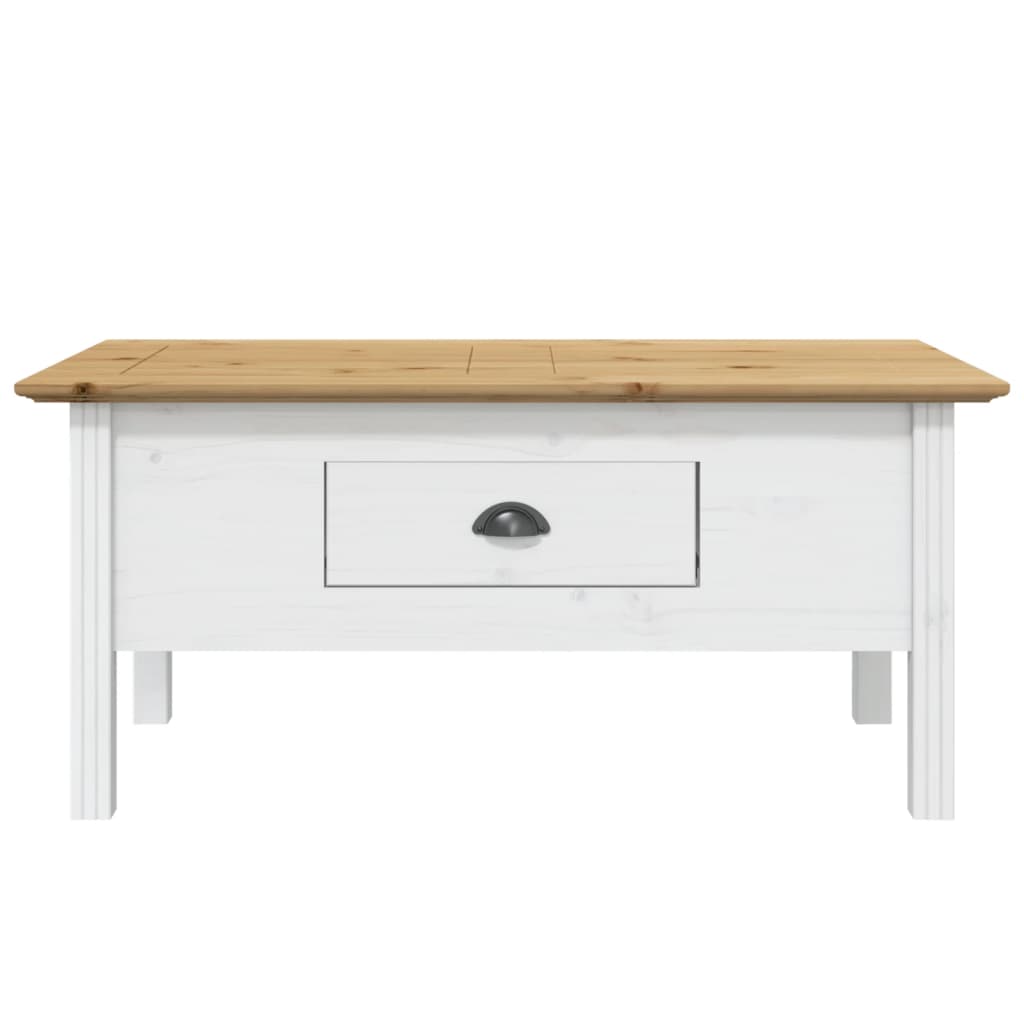 vidaXL Mesa de centro BODO 100x55x45 cm pinho maciço branco/castanho