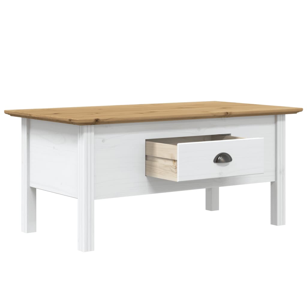 vidaXL Mesa de centro BODO 100x55x45 cm pinho maciço branco/castanho