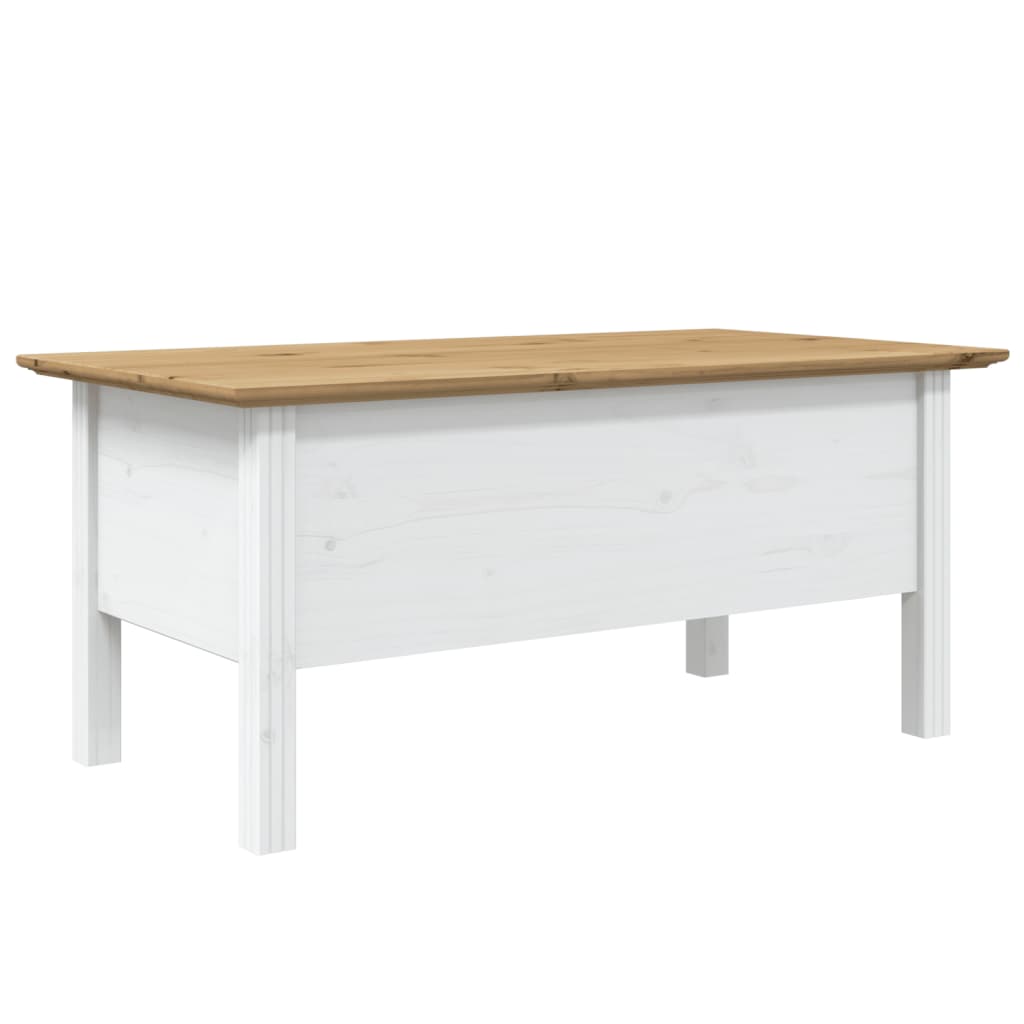 vidaXL Mesa de centro BODO 100x55x45 cm pinho maciço branco/castanho