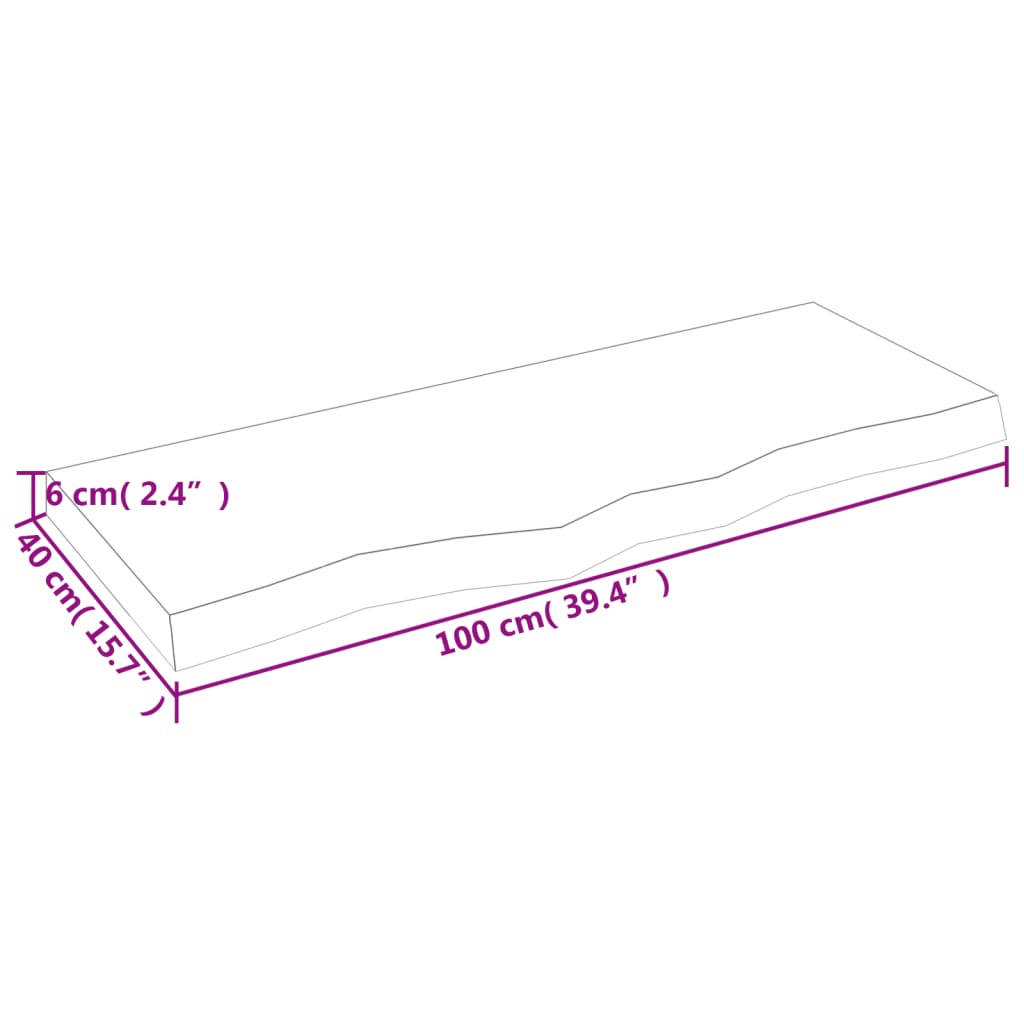 vidaXL Prateleira de parede 100x40x(2-6)cm carvalho maciço não tratado