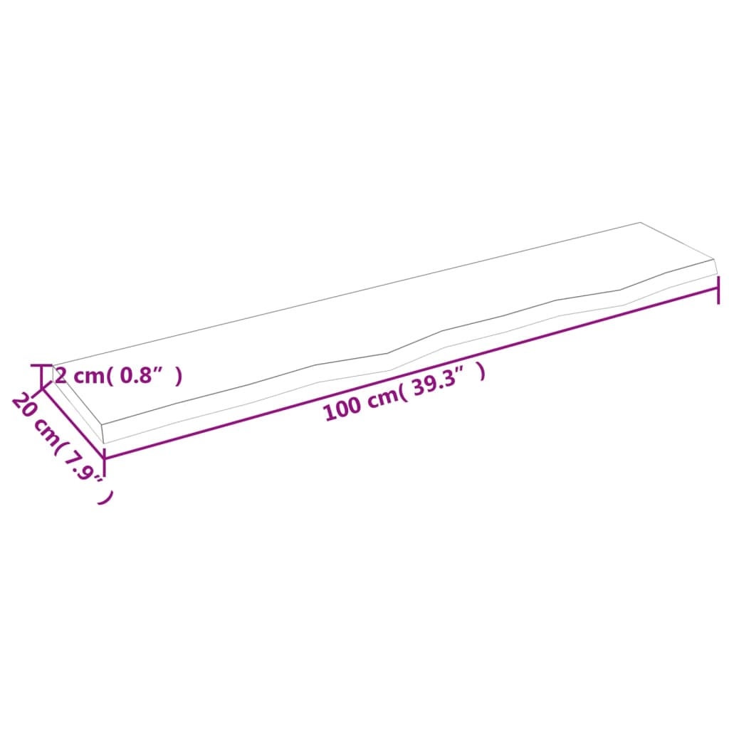 vidaXL Prateleira de parede 100x20x2cm carvalho tratado castanho-claro