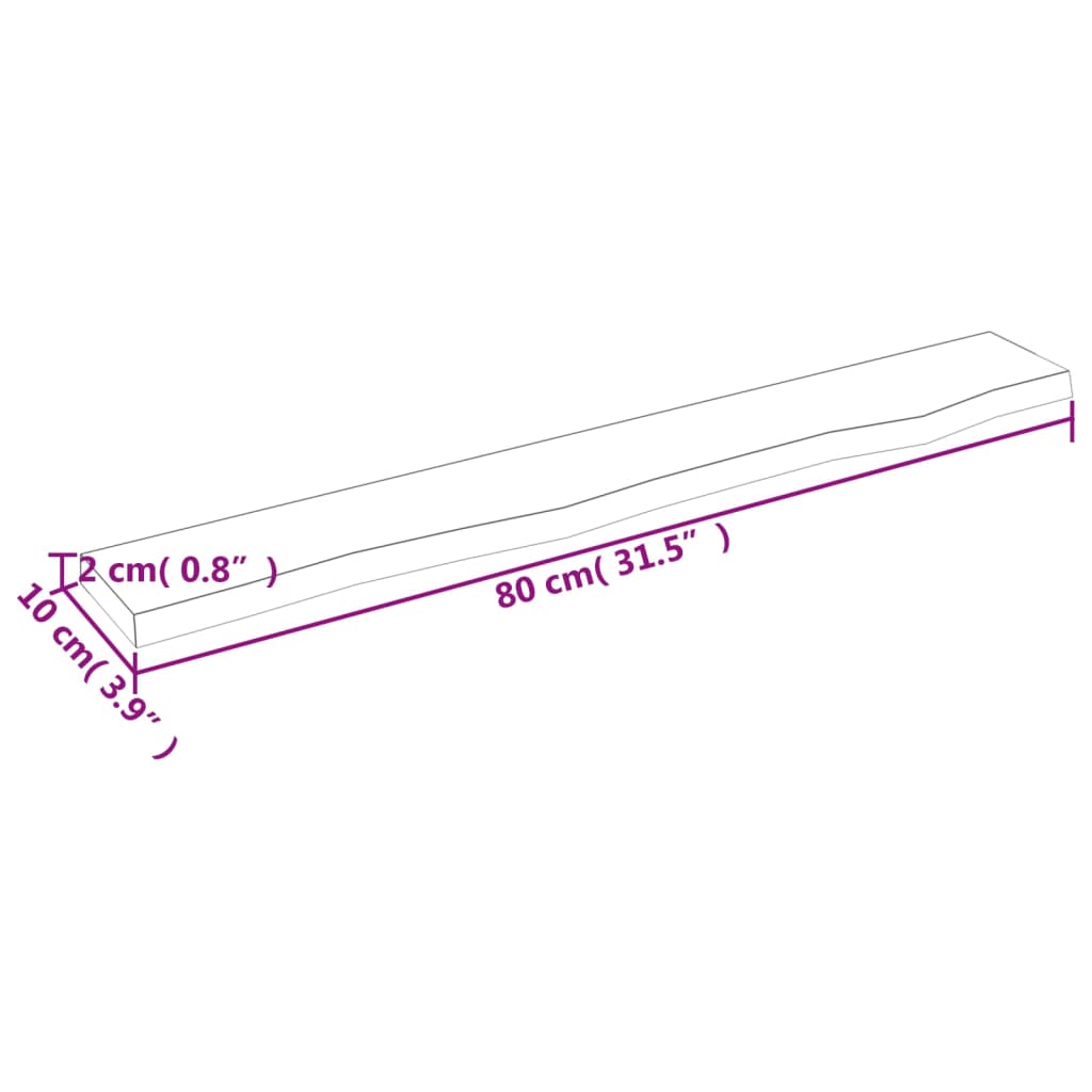 vidaXL Prateleira de parede 80x10x2 cm carvalho tratado castanho-claro