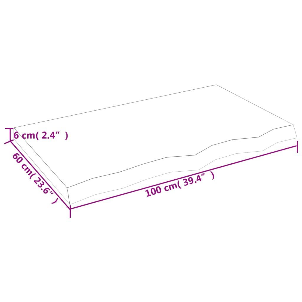 vidaXL Prateleira de parede 100x60x(2-6)cm carvalho maciço não tratado