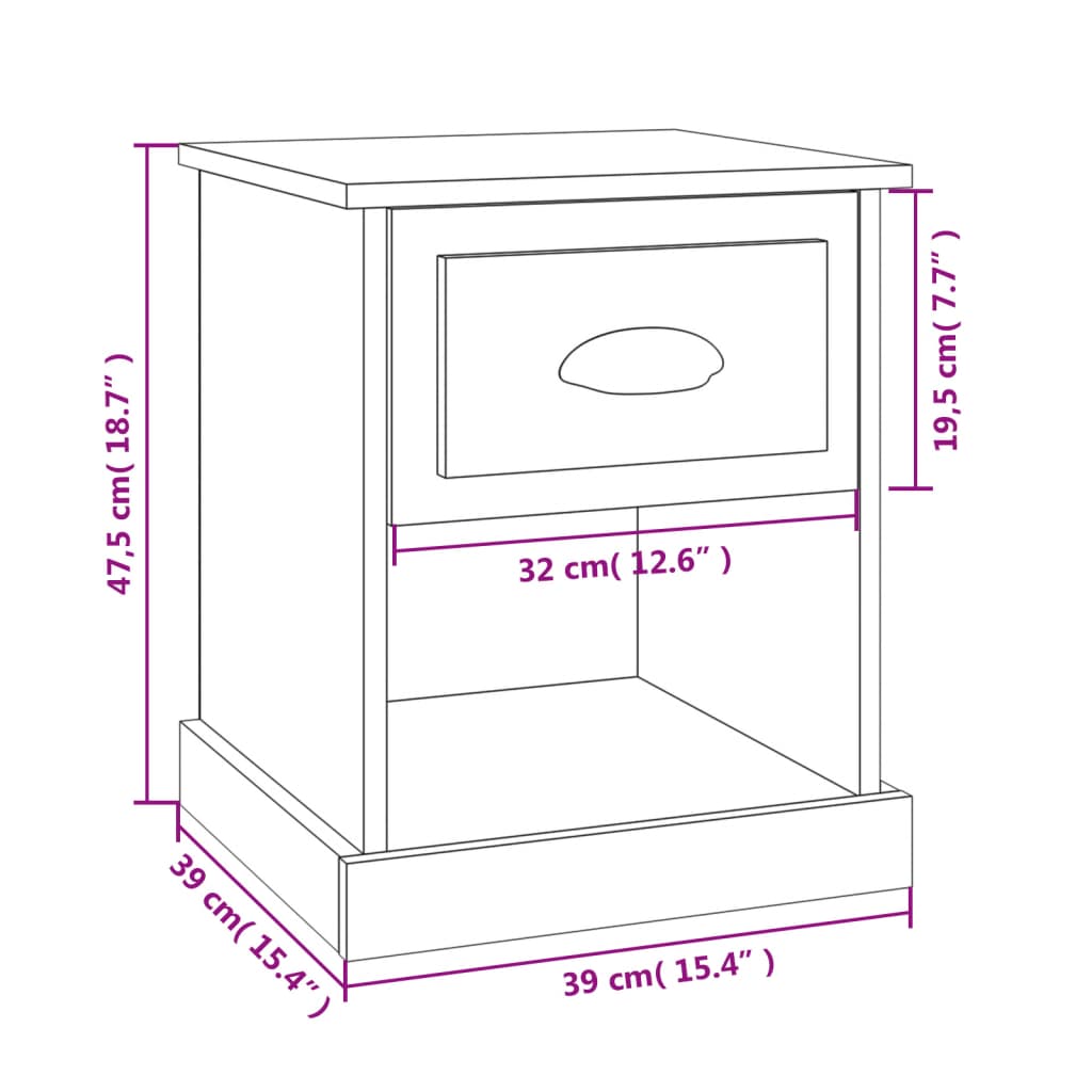 vidaXL Mesa de cabeceira 39x39x47,5 cm derivados madeira cinza sonoma