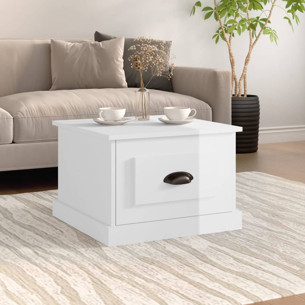 vidaXL Mesa de centro 50x50x35 cm derivados madeira branco brilhante