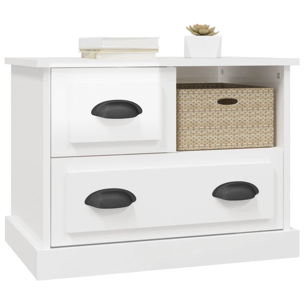 vidaXL Mesa de cabeceira 60x39x45 cm branco brilhante