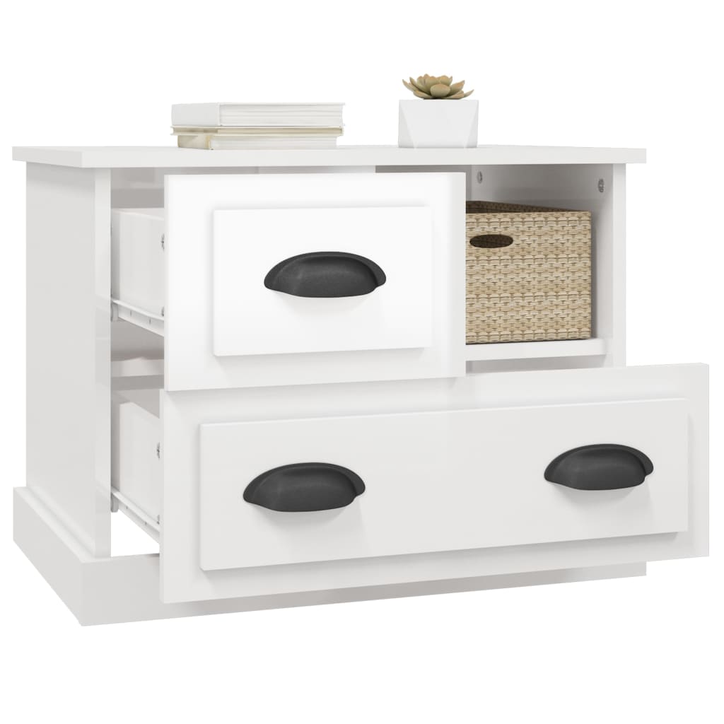 vidaXL Mesa de cabeceira 60x39x45 cm branco brilhante