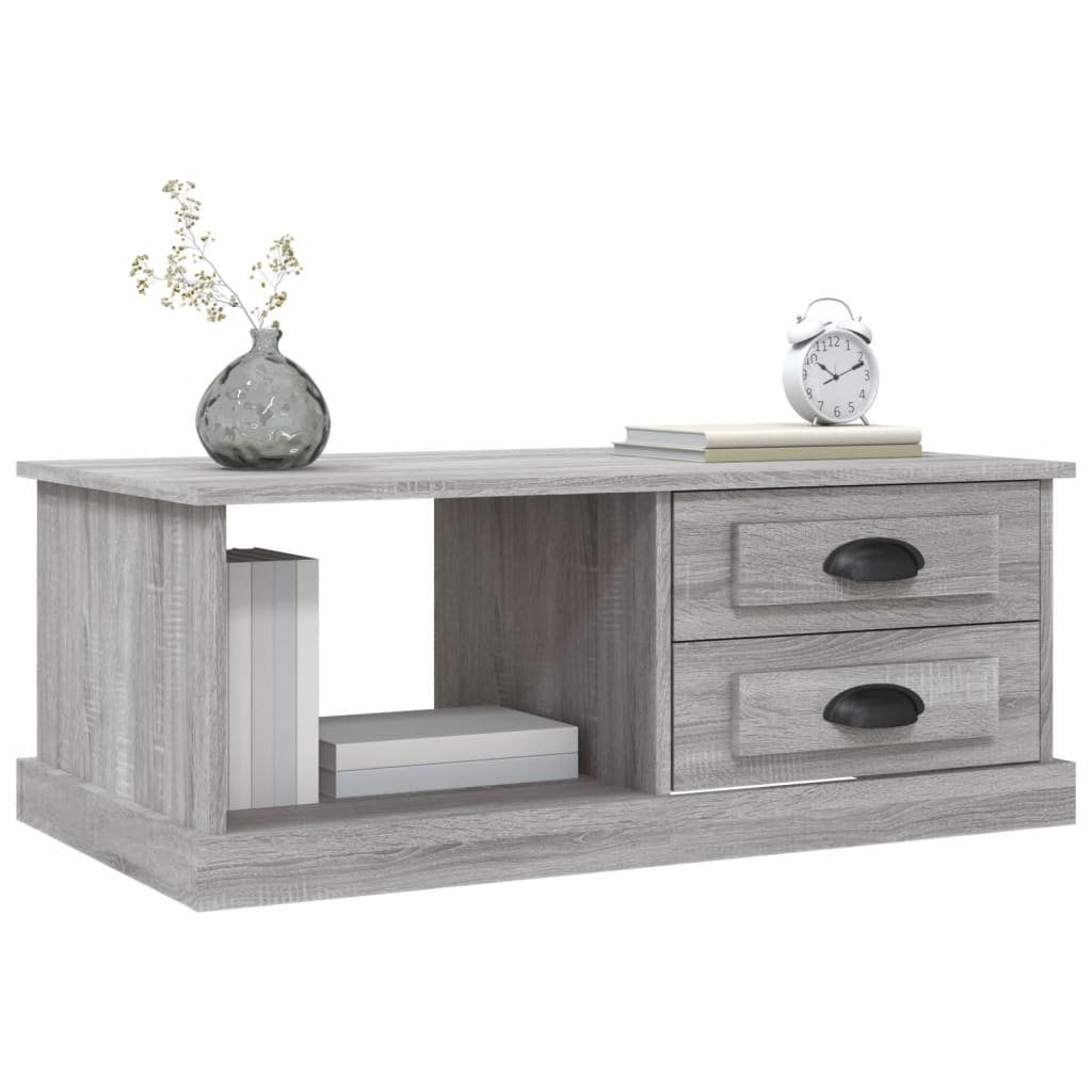 vidaXL Mesa de centro 90x50x35 cm derivados madeira cinzento sonoma