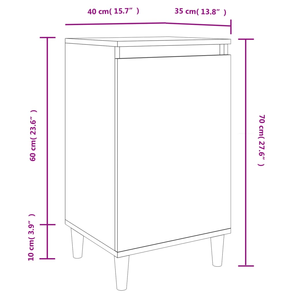 vidaXL Mesa de cabeceira 40x35x70 cm derivados de madeira preto