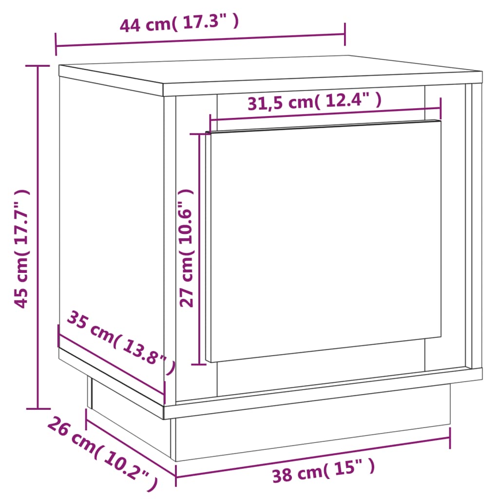 vidaXL Mesa de cabeceira 44x35x45 cm derivados madeira cinza cimento