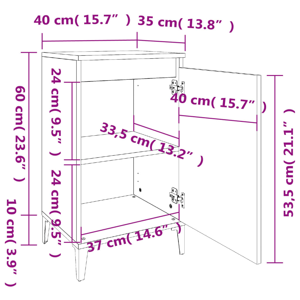 vidaXL Mesas de cabeceira 2 pcs derivados de madeira cinza cimento