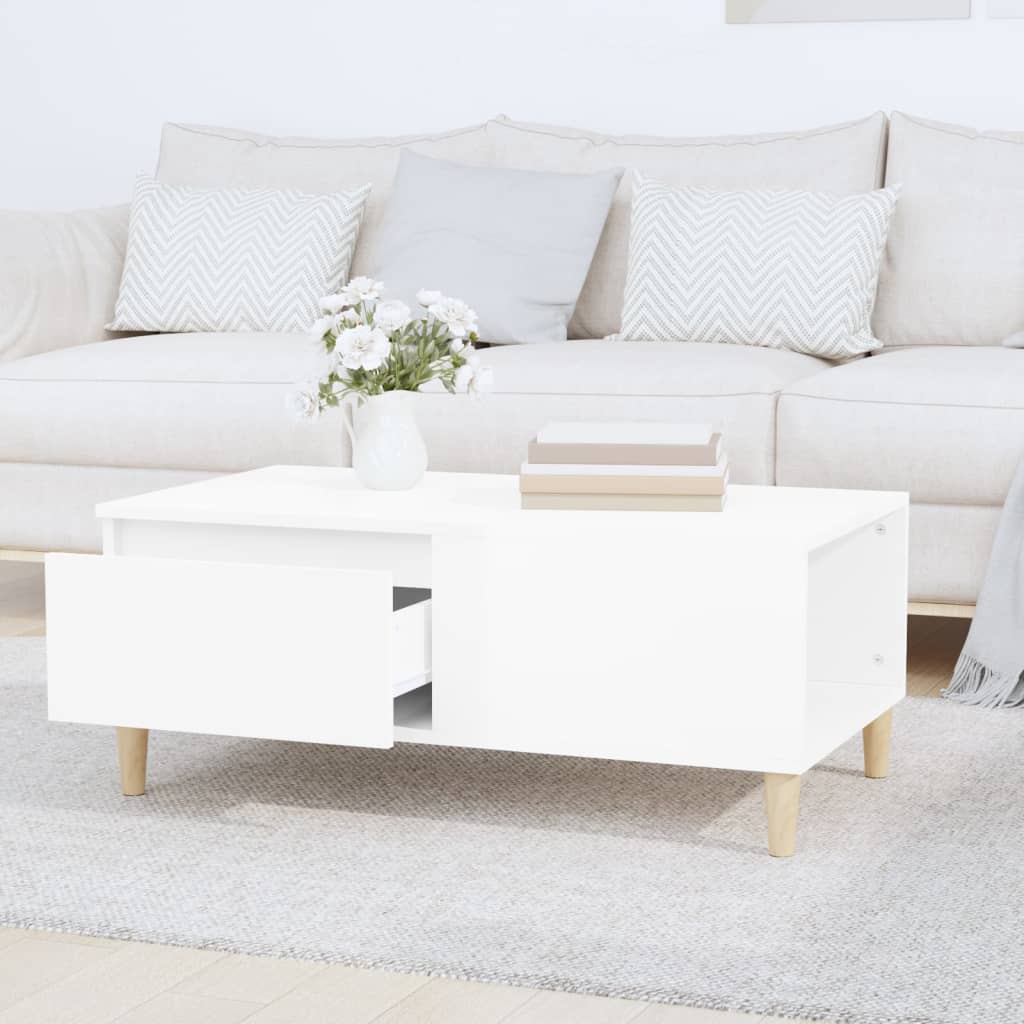 vidaXL Mesa de centro 90x50x36,5 cm derivados madeira branco brilhante