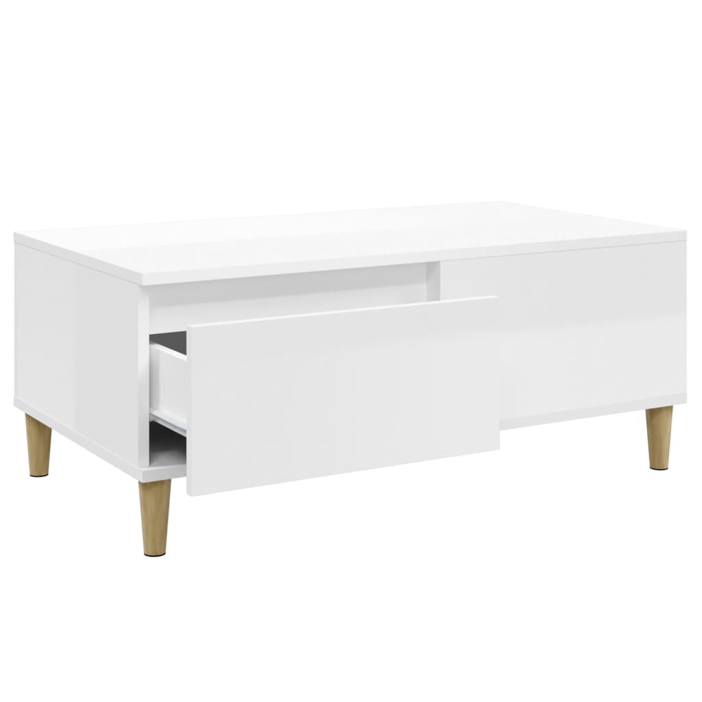 vidaXL Mesa de centro 90x50x36,5 cm derivados madeira branco brilhante