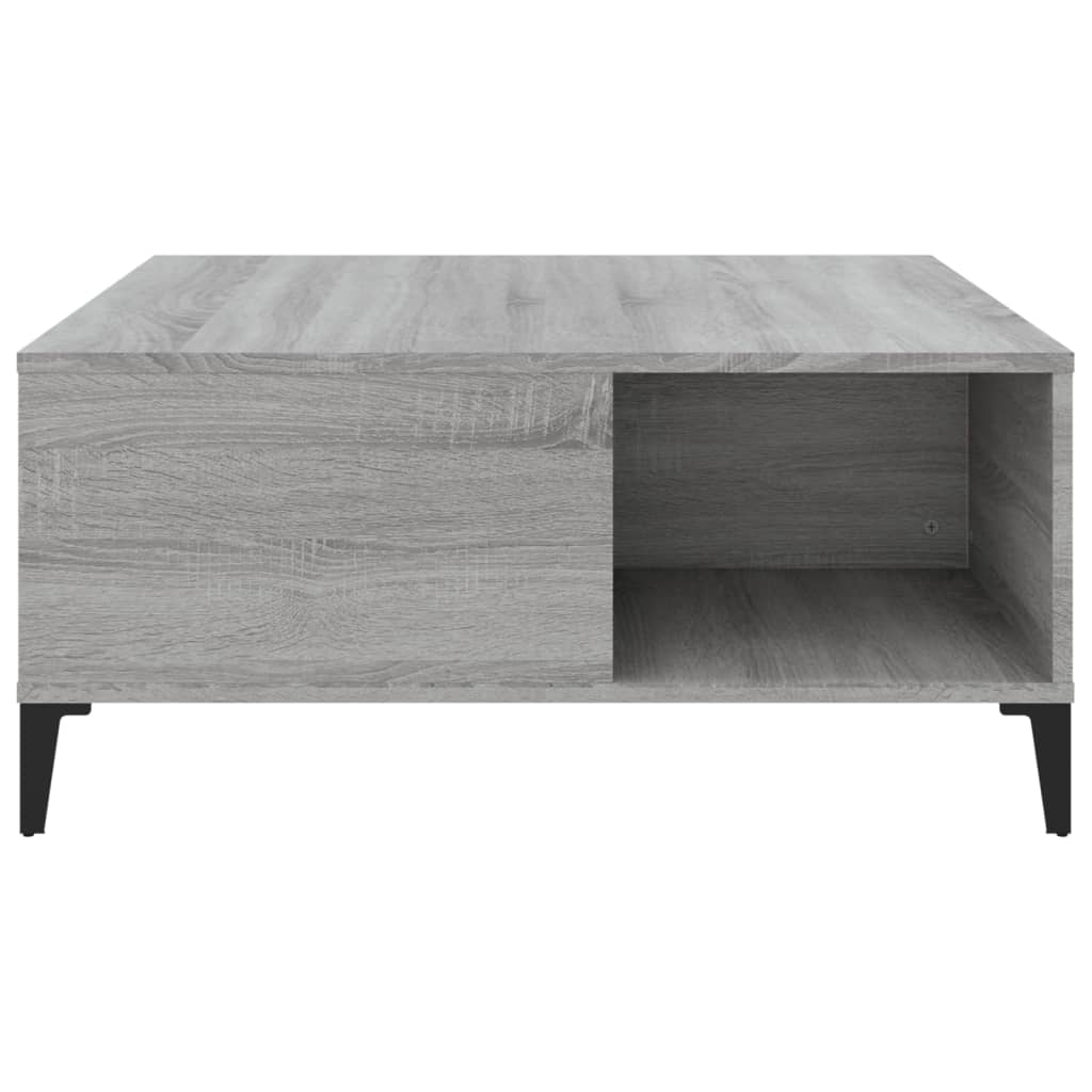 vidaXL Mesa de centro 80x80x36,5 cm derivados madeira cinzento sonoma