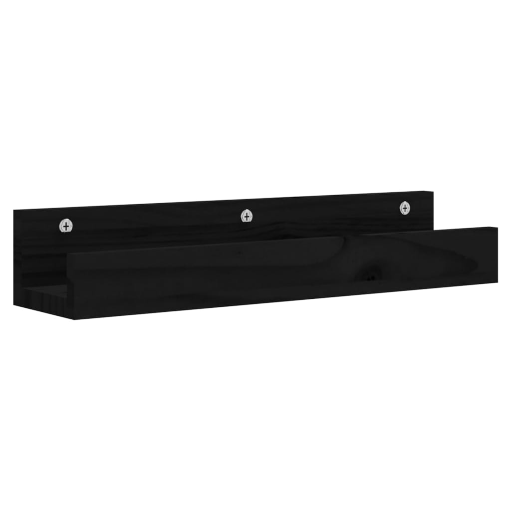 vidaXL Prateleiras de parede 2 pcs 50x12x9 cm pinho maciço preto