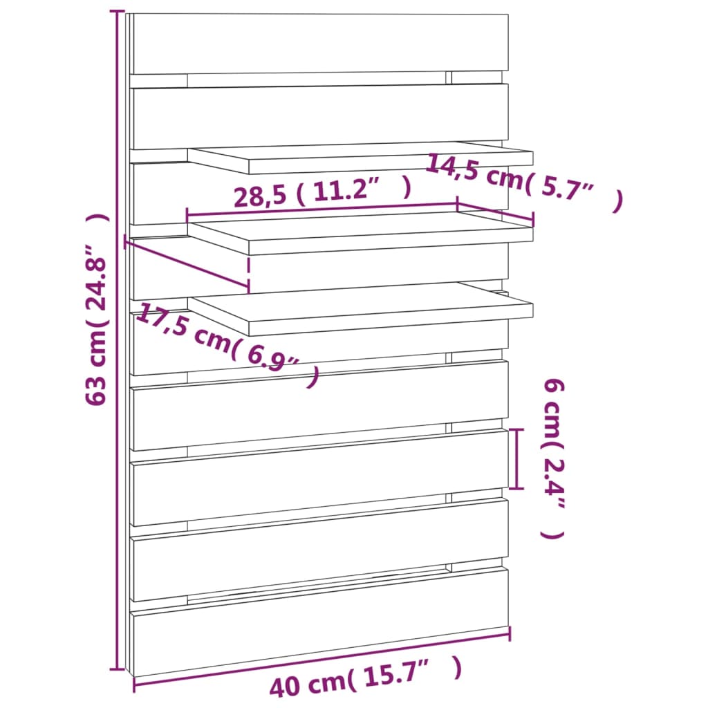 vidaXL Prateleiras de montagem na parede 2 pcs pinho maciço preto