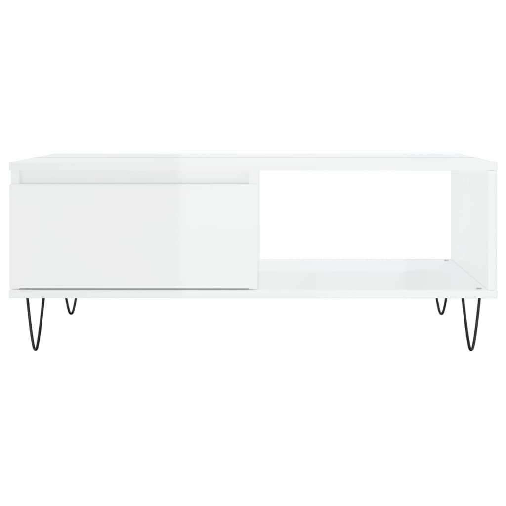 vidaXL Mesa de centro 90x60x35cm derivados de madeira branco brilhante