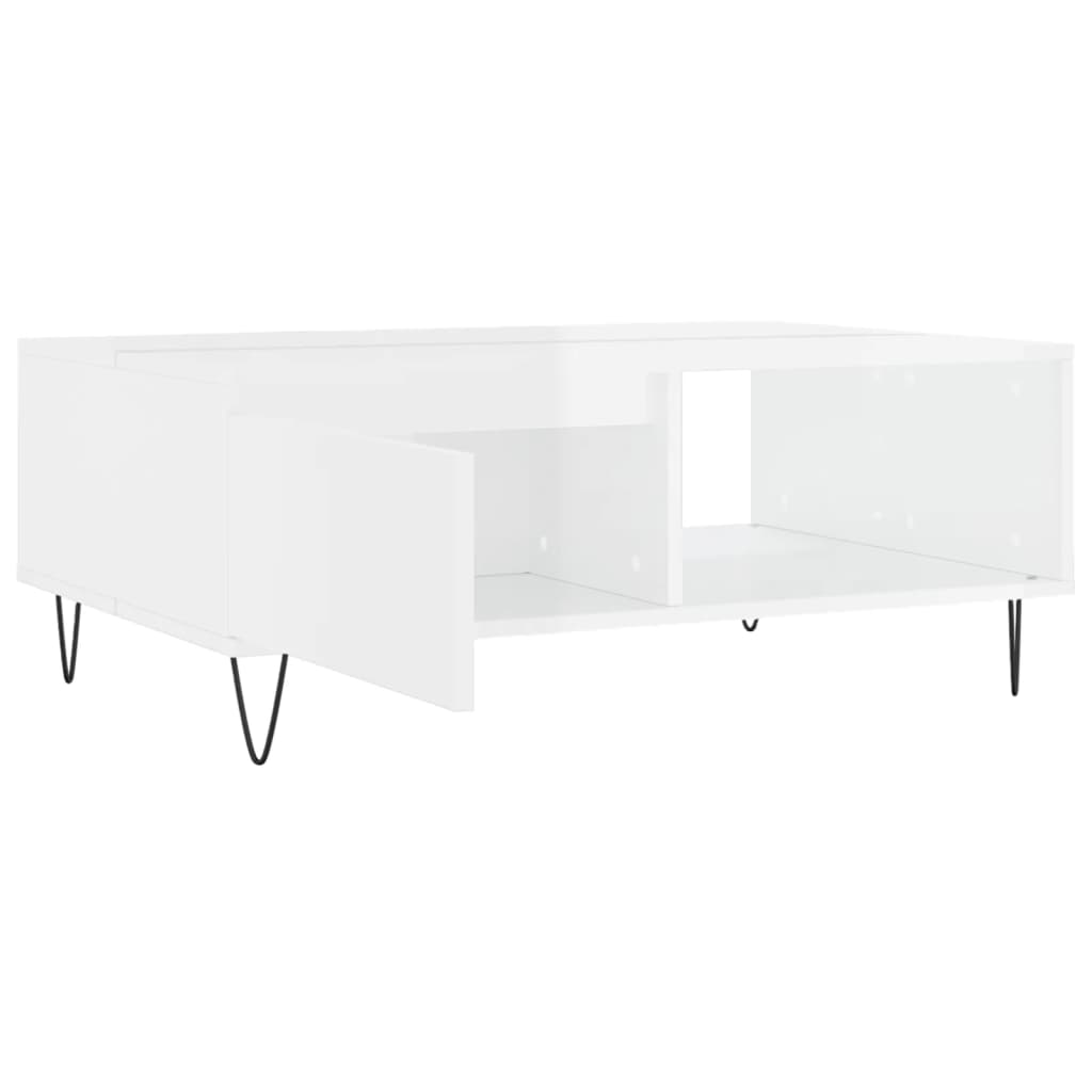 vidaXL Mesa de centro 90x60x35cm derivados de madeira branco brilhante