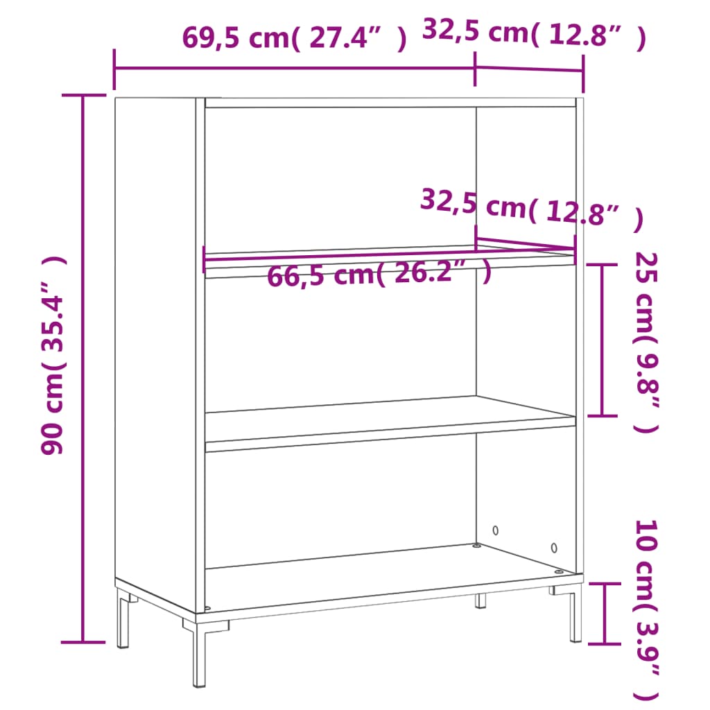 vidaXL Estante 69,5x32,5x90 cm derivados de madeira preto