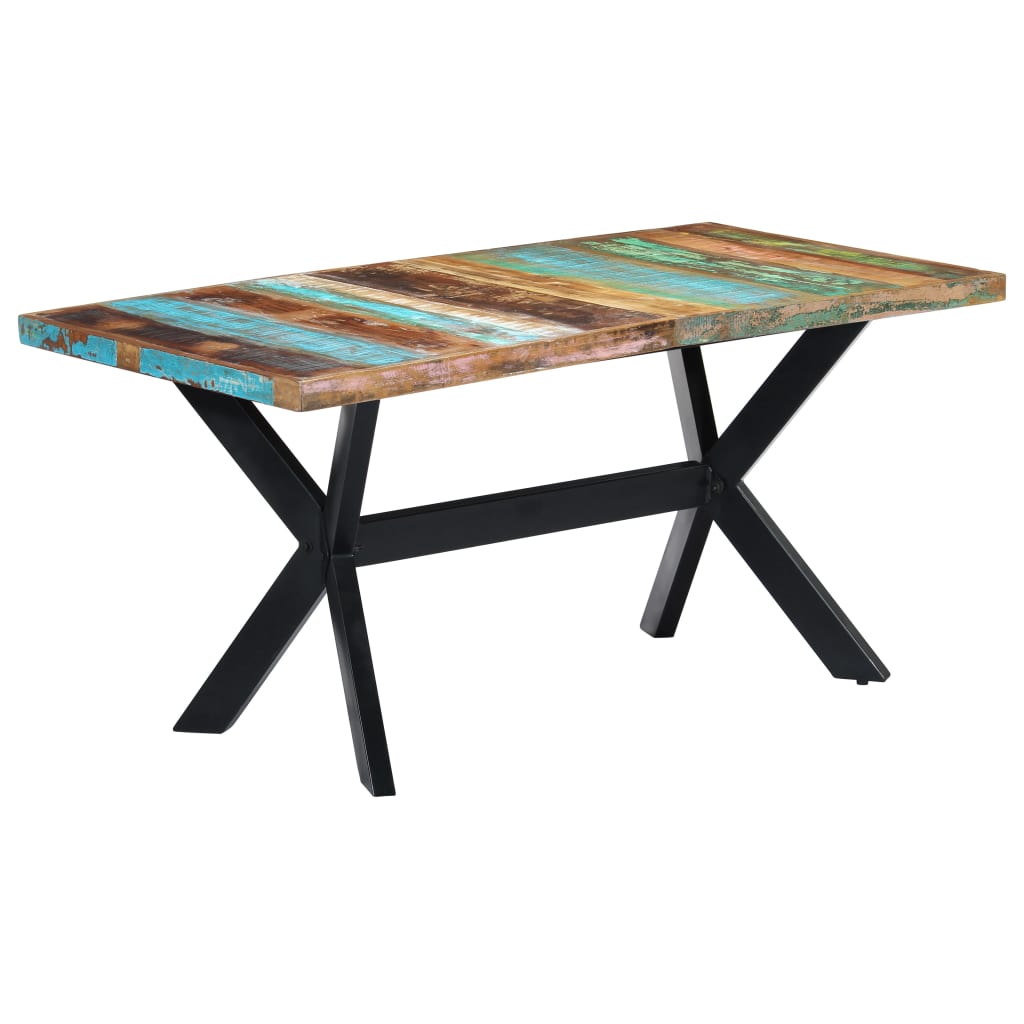 vidaXL Mesa de jantar 160x80x75 cm madeira recuperada maciça