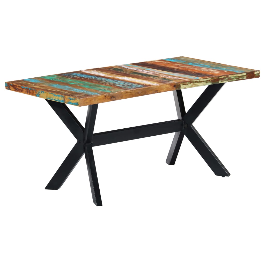 vidaXL Mesa de jantar 160x80x75 cm madeira recuperada maciça