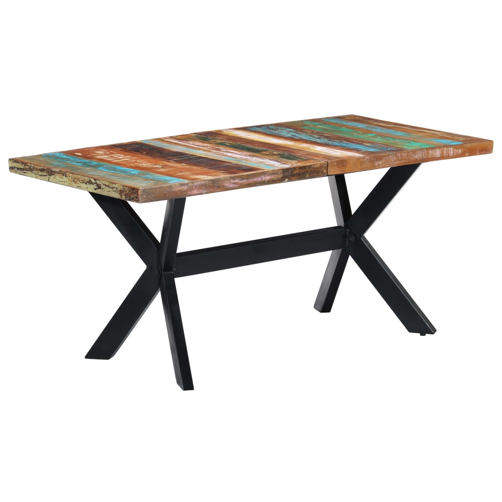 vidaXL Mesa de jantar 160x80x75 cm madeira recuperada maciça