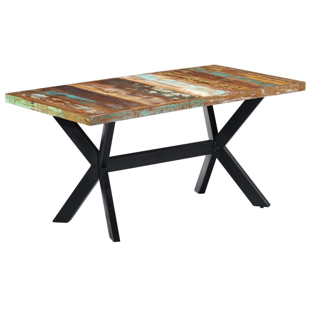 vidaXL Mesa de jantar 160x80x75 cm madeira recuperada maciça